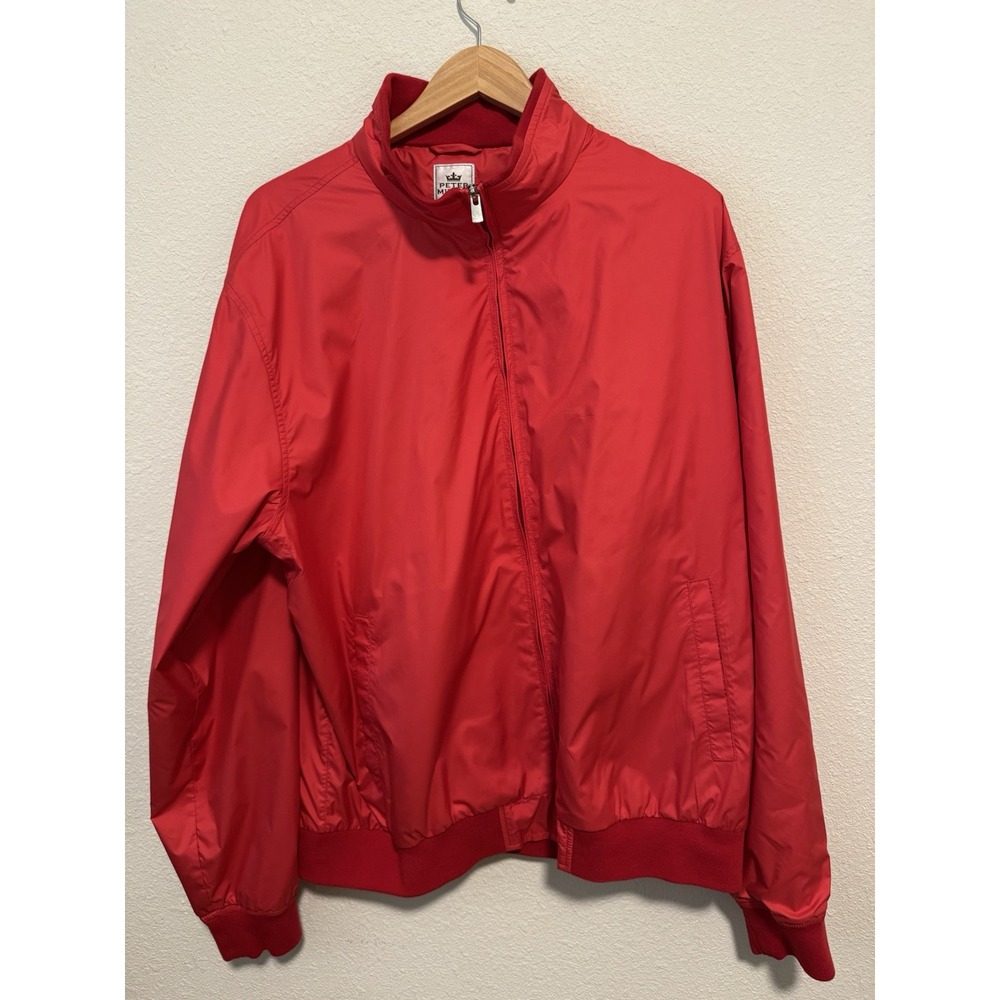 Peter Millar Men's Red Bomber Jacket 2XL‎ Lined Austin Full Zip Golf Pockets